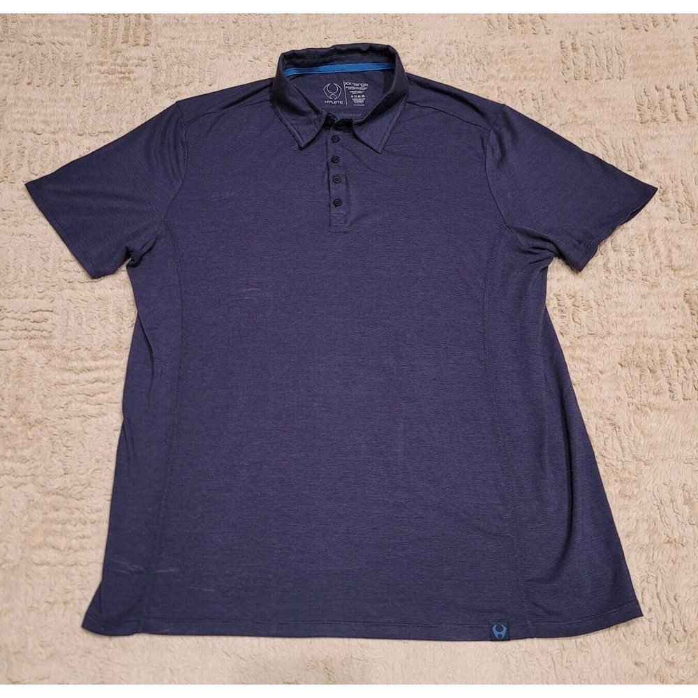 Hylete Mens XXL Performance Polo Shirt Athletic Short Sleeve Stretch Navy Blue